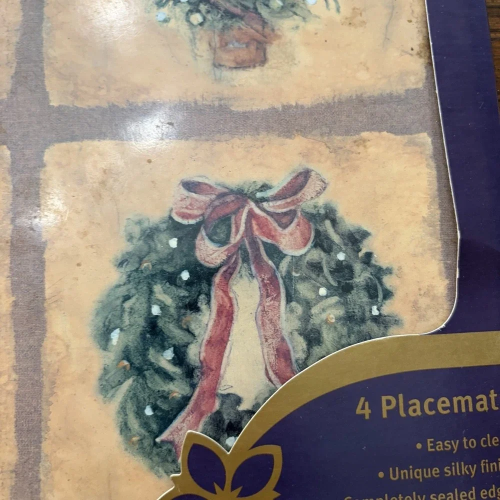 Pimpernel Festive Welcome Christmas Placemats Set 4 Made In England Cork Back